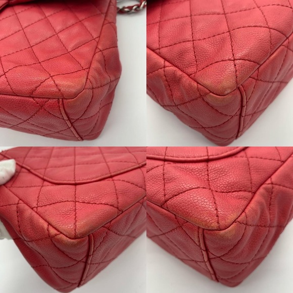 Authentic Chanel classic maxi soft caviar single flap in SHW - Picture 7 of 15